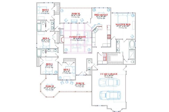 Floor Plan - Main Floor for Victorian House Plan #63-163 - 5 bed, 3 bath