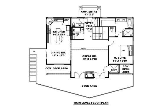Floor Plan - Main Floor for Craftsman House Plan #117-1010 - 3 bed, 3.5 bath
