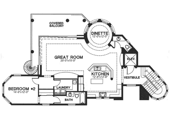 Floor Plan - Main Floor for Mediterranean House Plan #115-148 - 3 bed, 5 bath