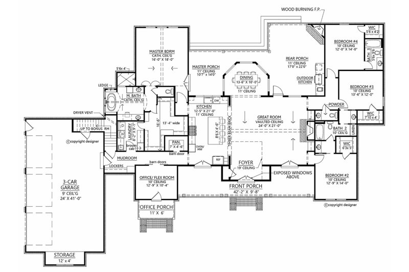 Home Plan - Floor Plan - Main Floor for Farmhouse House Plan #1074-9 - 4 bed, 3.5 bath