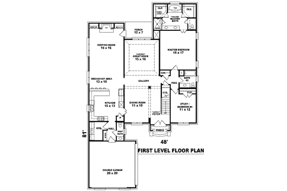 Floor Plan - Main Floor for European House Plan #81-1574 - 3 bed, 3.5 bath