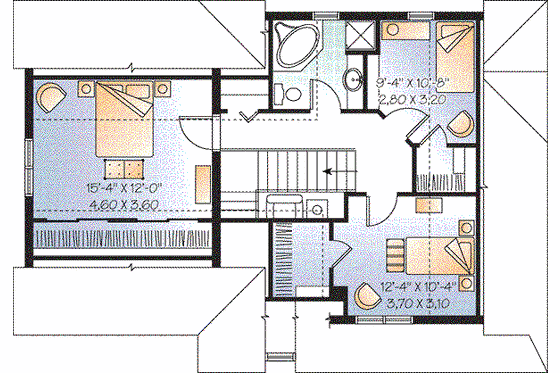 Floor Plan - Upper Floor for Country House Plan #23-626 - 3 bed, 2 bath