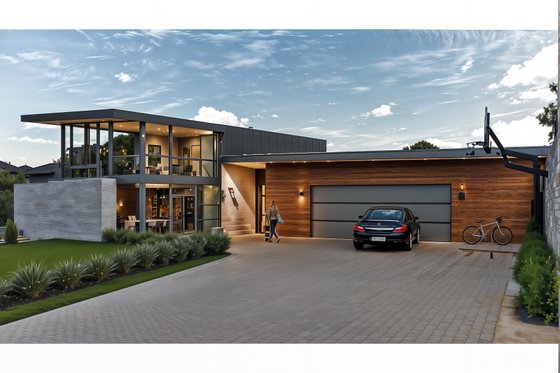 Exterior - Front Elevation for Modern House Plan #498-2 - 2 bed, 3 bath