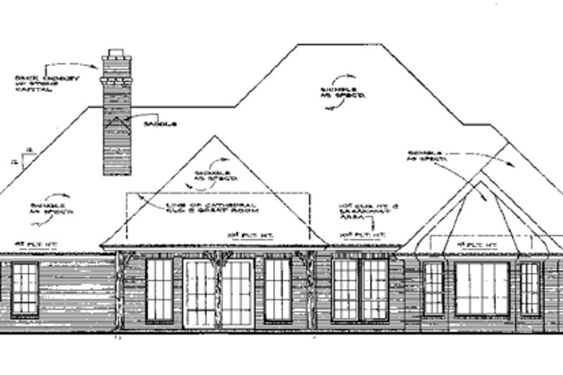 Home Plan - Exterior - Rear Elevation for European House Plan #310-551 - 4 bed, 3 bath