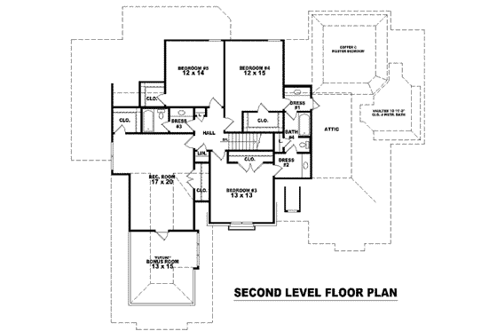 Floor Plan - Upper Floor for European House Plan #81-1291 - 5 bed, 4 bath