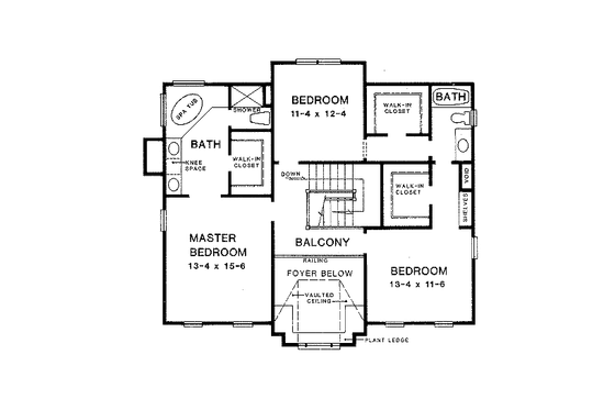 Floor Plan - Upper Floor for Country House Plan #10-214 - 3 bed, 2.5 bath
