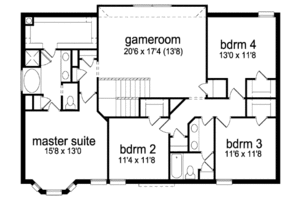 Floor Plan - Upper Floor for European House Plan #84-319 - 4 bed, 2.5 bath