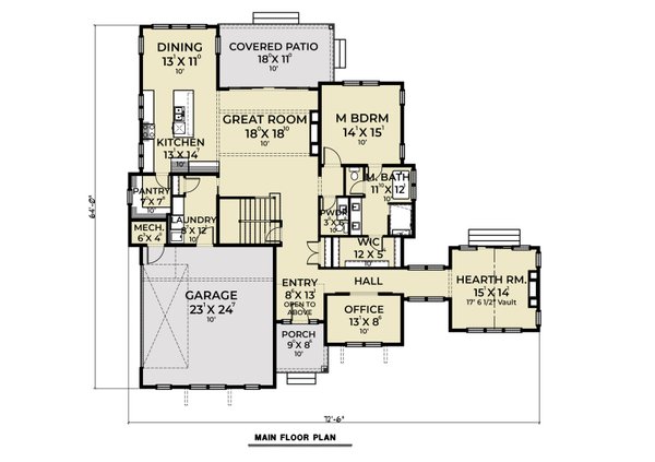 Dream House Plan - Farmhouse Floor Plan - Main Floor Plan #1070-144