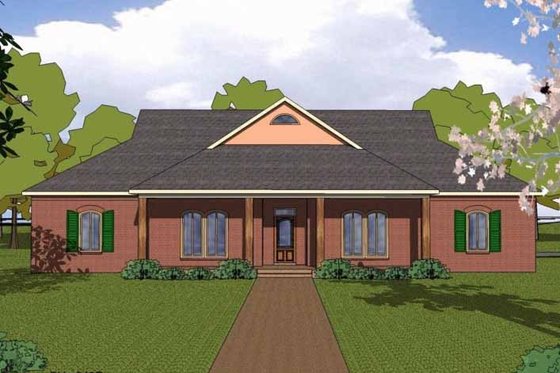 Exterior - Front Elevation for Country House Plan #8-172 - 4 bed, 2.5 bath