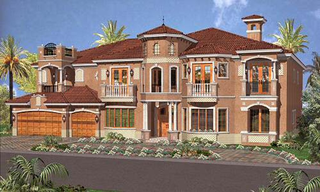 Mediterranean Style House Plan - 7 Beds 8.5 Baths 6412 Sq/Ft Plan #420