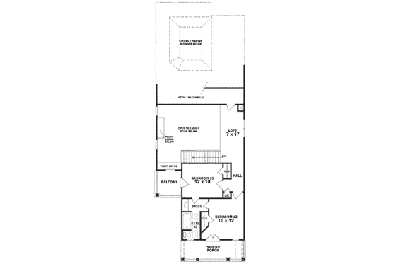Floor Plan - Upper Floor for Southern House Plan #81-140 - 3 bed, 2.5 bath