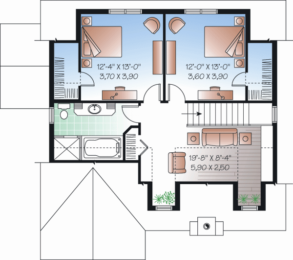 House Blueprint - Country Floor Plan - Upper Floor Plan #23-2241