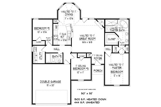 Floor Plan - Main Floor for European House Plan #424-406 - 3 bed, 2 bath