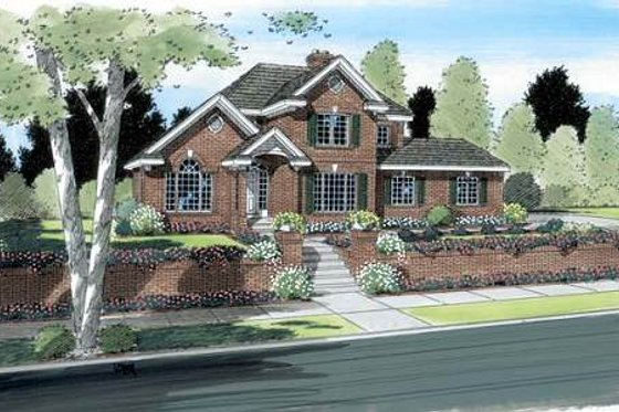Exterior - Front Elevation for European House Plan #312-613 - 4 bed, 2.5 bath