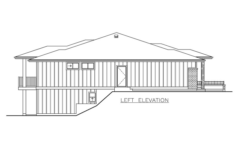 Architectural House Design - Exterior - Other Elevation for Prairie House Plan #1100-84 - 3 bed, 2 bath