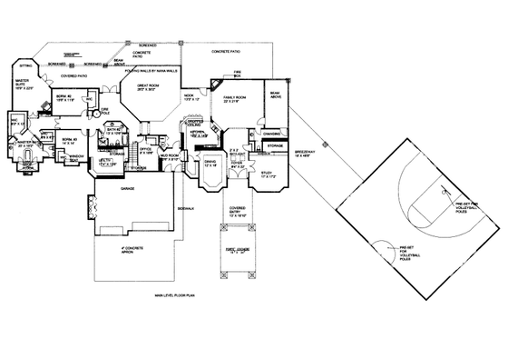 Floor Plan - Main Floor for Craftsman House Plan #117-700 - 5 bed, 3 bath