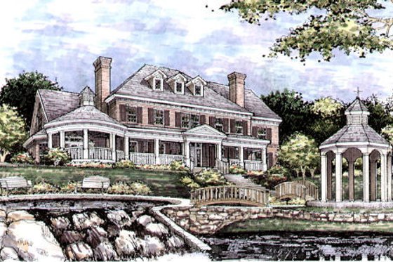 Exterior - Front Elevation for Colonial House Plan #141-318 - 4 bed, 3.5 bath