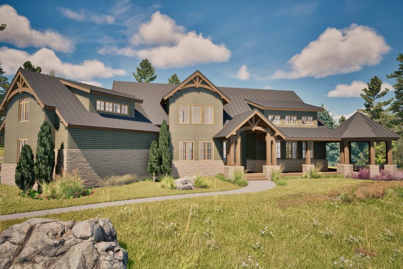 House Blueprint - Exterior - Front Elevation 5 for Farmhouse House Plan #80-224 - 4 bed, 3 bath