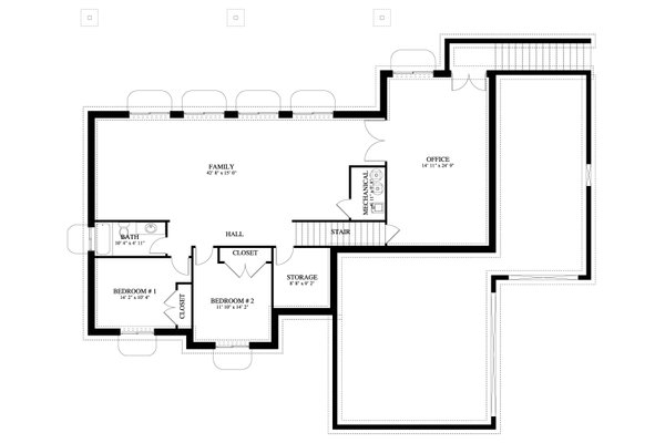 Architectural House Design - Farmhouse Floor Plan - Lower Floor Plan #1060-405