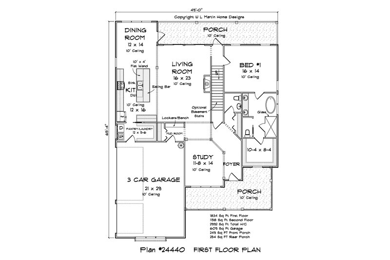 Home Plan - Floor Plan - Main Floor 1 for Farmhouse House Plan #513-2233 - 4 bed, 3.5 bath