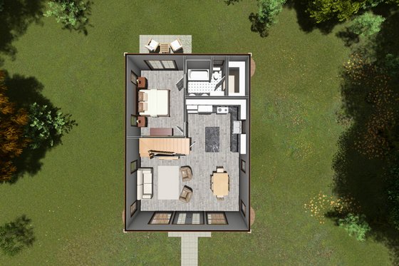 Floor Plan - Main Floor 1 for Cabin House Plan #513-2208 - 2 bed, 2 bath