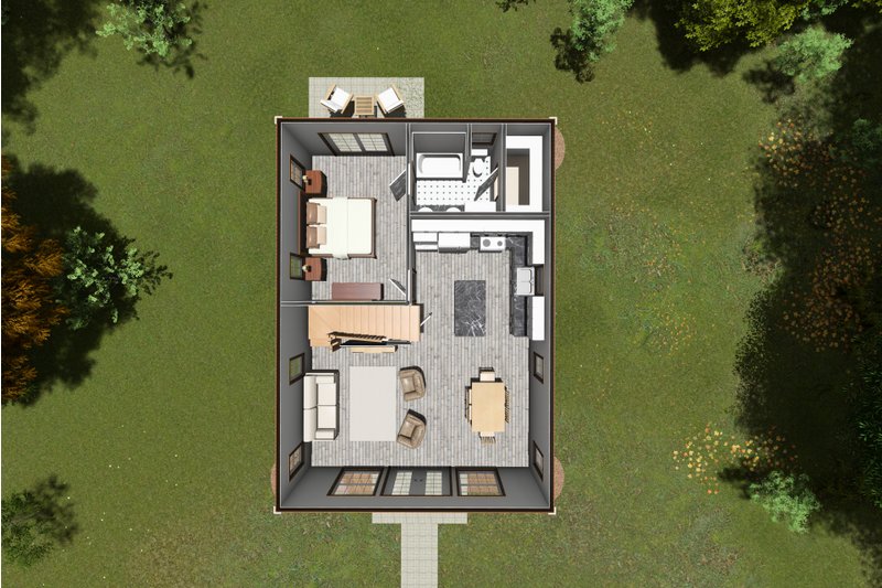 Dream House Plan - Floor Plan - Main Floor 1 for Cabin House Plan #513-2208 - 2 bed, 2 bath