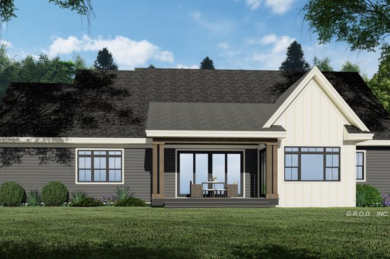 Exterior - Rear Elevation 1 for Traditional House Plan #51-1219 - 3 bed, 2.5 bath