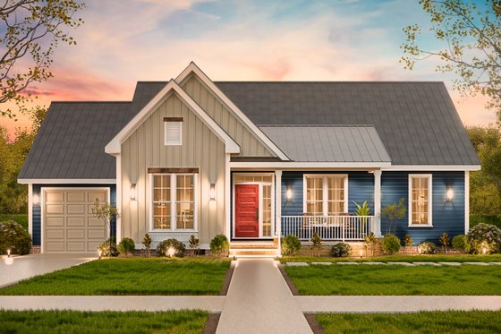 Exterior - Front Elevation 3 for Bungalow House Plan #54-686 - 2 bed, 3 bath