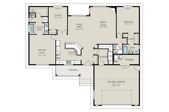 Floor Plan - Main Floor for Country House Plan #427-10 - 3 bed, 2.5 bath