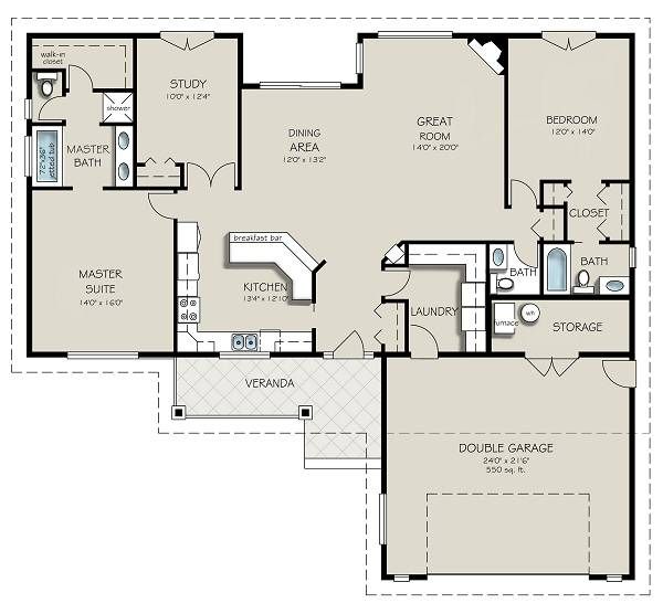Architectural House Design - Country Floor Plan - Main Floor Plan #427-10