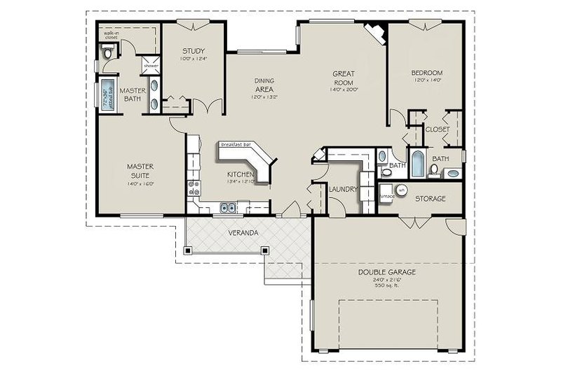 Home Plan - Floor Plan - Main Floor for Country House Plan #427-10 - 3 bed, 2.5 bath