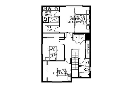 Floor Plan - Upper Floor for Bungalow House Plan #53-417 - 3 bed, 2.5 bath