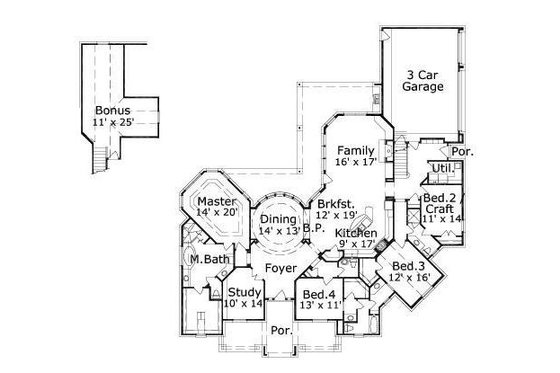 Floor Plan - Main Floor for European House Plan #411-659 - 4 bed, 3.5 bath