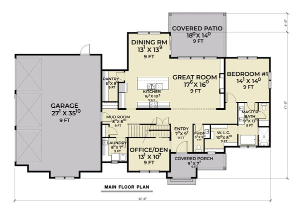 House Plan Design - Floor Plan - Main Floor for Farmhouse House Plan #1070-208 - 4 bed, 2.5 bath