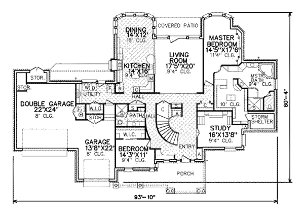 Southern Floor Plan - Main Floor Plan #65-360