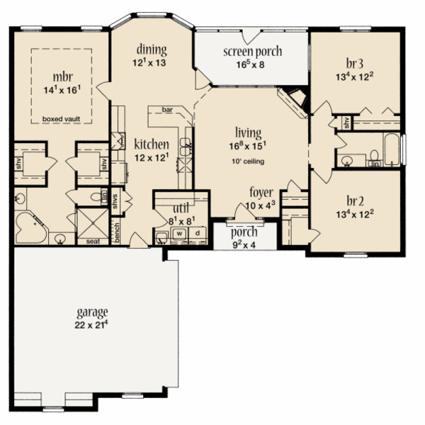 Dream House Plan - European Floor Plan - Main Floor Plan #36-500