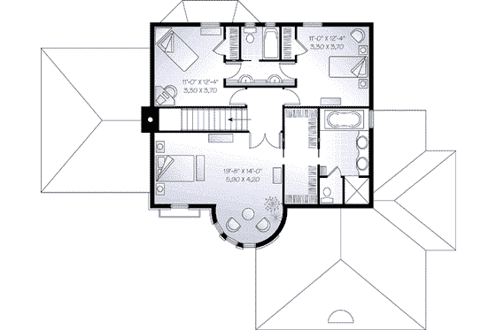 Floor Plan - Upper Floor for European House Plan #23-569 - 3 bed, 2.5 bath