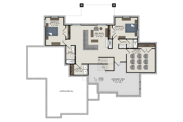 Architectural House Design - Farmhouse Floor Plan - Lower Floor Plan #1108-14