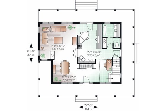 Floor Plan - Main Floor for Traditional House Plan #23-822 - 3 bed, 1.5 bath