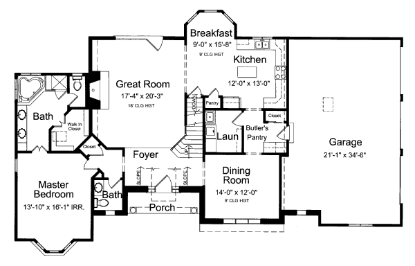 Architectural House Design - Traditional Floor Plan - Main Floor Plan #46-427