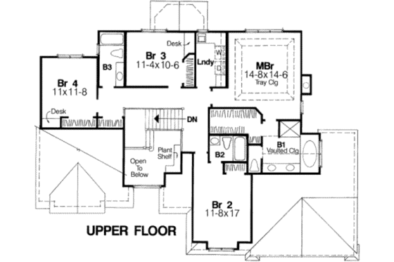 Floor Plan - Upper Floor for Traditional House Plan #334-106 - 4 bed, 3.5 bath