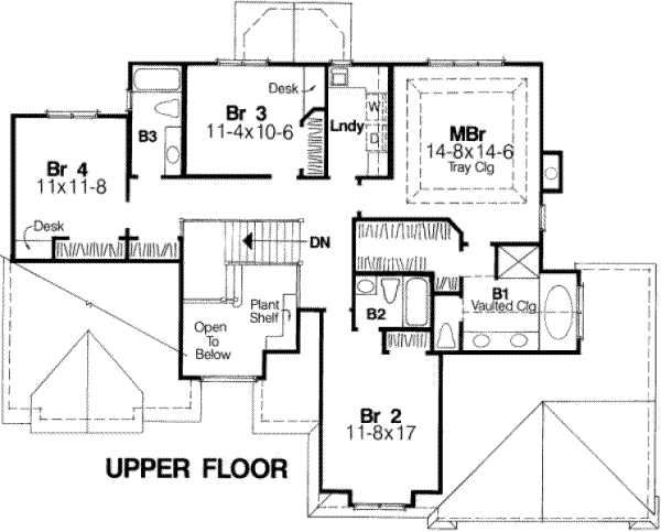 Traditional Floor Plan - Upper Floor Plan #334-106