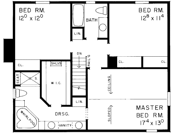 Architectural House Design - Traditional Floor Plan - Upper Floor Plan #72-466