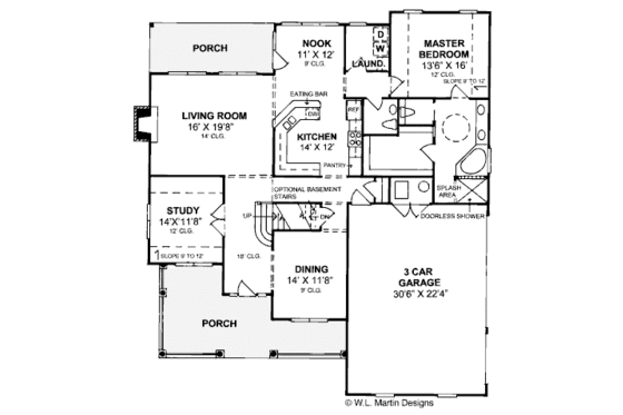 Floor Plan - Main Floor for Farmhouse House Plan #20-381 - 4 bed, 3.5 bath