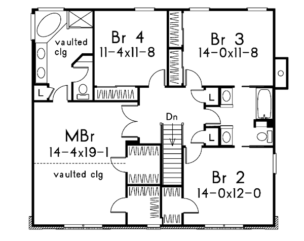European Floor Plan - Upper Floor Plan #57-172