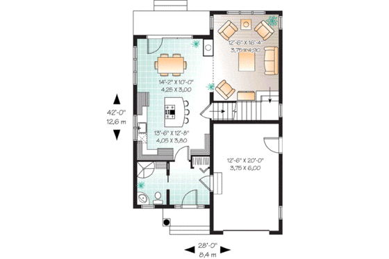 Floor Plan - Main Floor for Traditional House Plan #23-671 - 3 bed, 2 bath