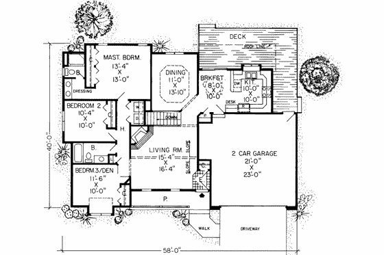 Floor Plan - Main Floor for Traditional House Plan #312-255 - 3 bed, 2 bath