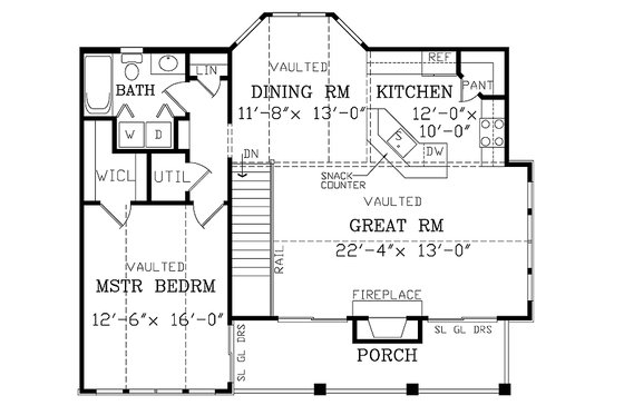 Floor Plan - Upper Floor for Craftsman House Plan #456-12 - 1 bed, 1 bath