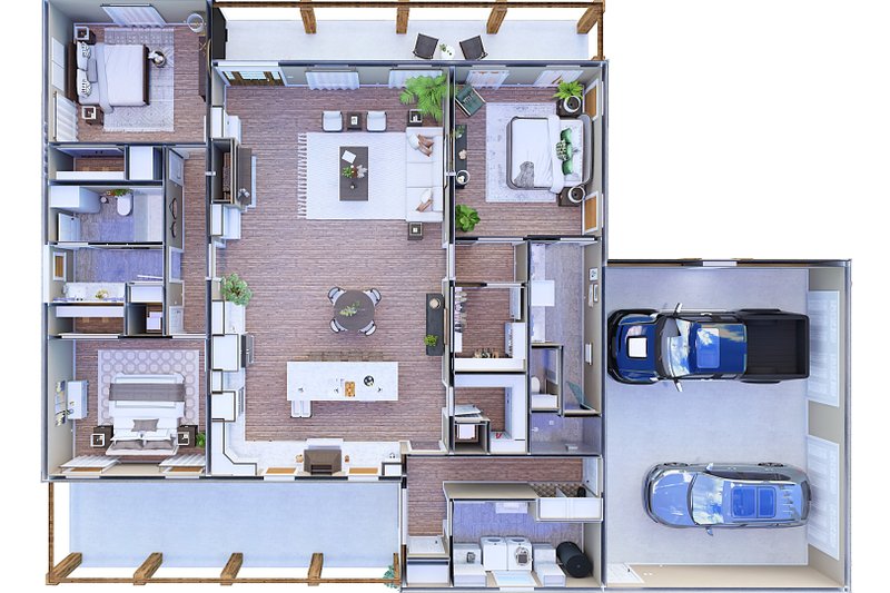 Dream House Plan - Floor Plan - Main Floor 1 for Farmhouse House Plan #44-311 - 3 bed, 2 bath