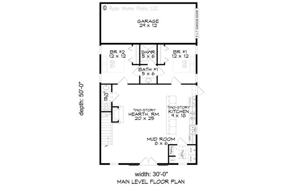 Floor Plan - Main Floor for Traditional House Plan #932-762 - 4 bed, 2.5 bath